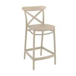 Cross Tabouret snack moderne en polypropylène avec dossier* Tabouret Snack (assise +/- 65 Cm)|Tabouret De Bar (assise +/- 80 Cm)