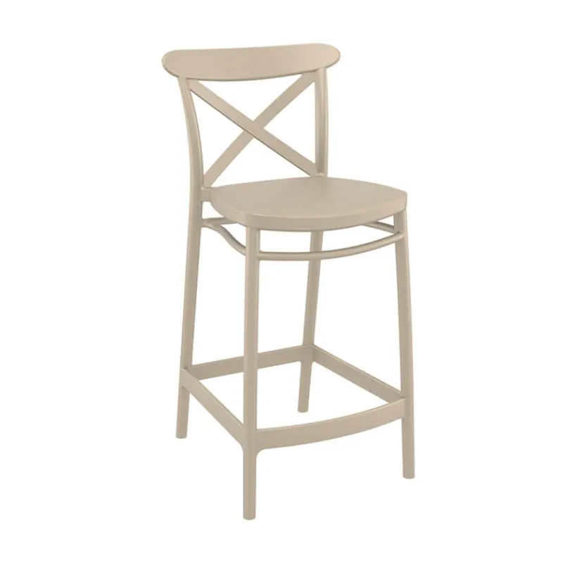 Cross Tabouret snack moderne en polypropylène avec dossier* Tabouret Snack (assise +/- 65 Cm)|Tabouret De Bar (assise +/- 80 Cm)