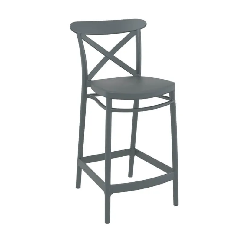 Cross Tabouret snack moderne en polypropylène avec dossier* Tabouret Snack (assise +/- 65 Cm)|Tabouret De Bar (assise +/- 80 Cm)