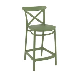 Cross Tabouret snack moderne en polypropylène avec dossier* Tabouret Snack (assise +/- 65 Cm)|Tabouret De Bar (assise +/- 80 Cm)