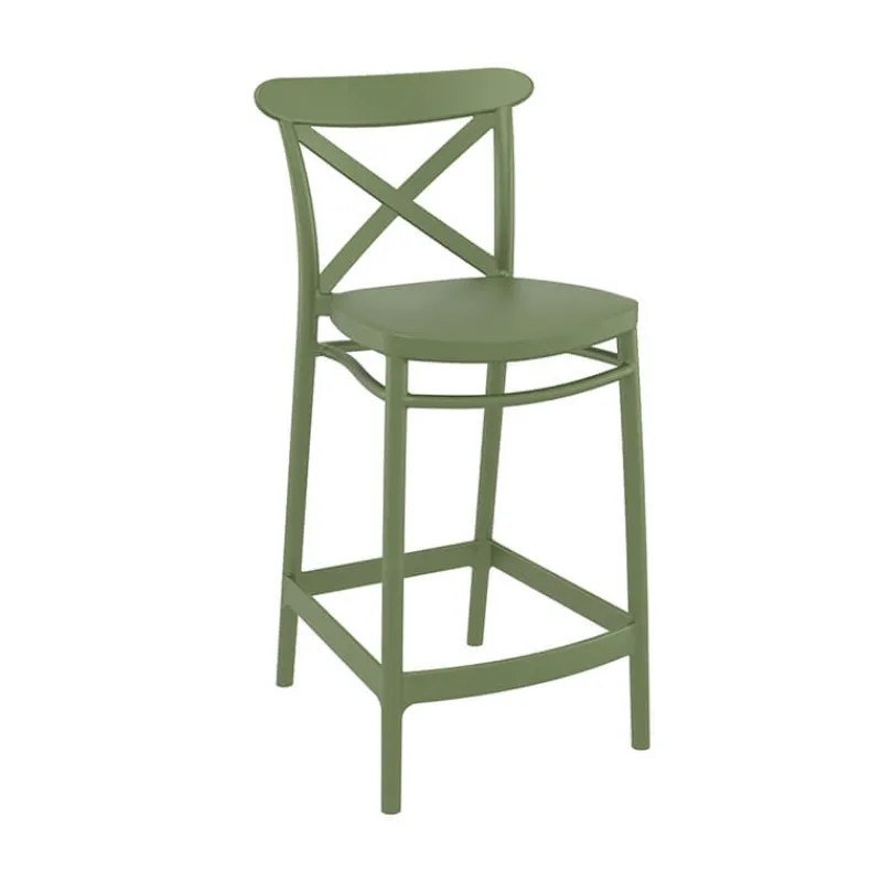 Cross Tabouret snack moderne en polypropylène avec dossier* Tabouret Snack (assise +/- 65 Cm)|Tabouret De Bar (assise +/- 80 Cm)