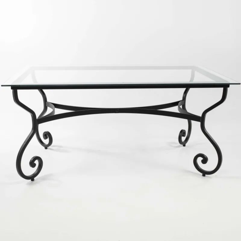 Jayso Damasco Table de jardin provençale plateau verre avec pieds en acier* Table De Jardin