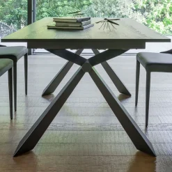 Altacom Delta Table design italienne extensible en mélaminé et pieds en X* Table De Salle à Manger