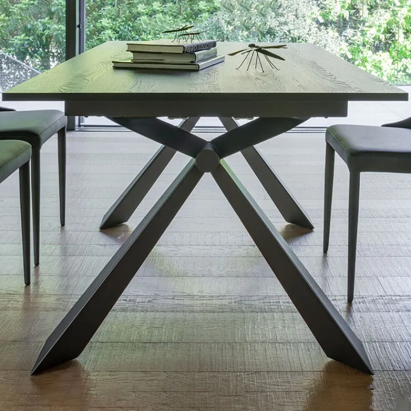 Altacom Delta Table design italienne extensible en mélaminé et pieds en X* Table De Salle à Manger