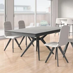 Cancio Eiffel Central Table moderne en céramique avec pied central et allonge* Table De Salle à Manger