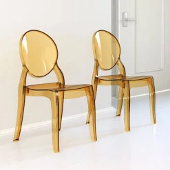 Elizabeth Chaise médaillon transparente en polycarbonate* Chaise De Salle à Manger|Chaise Salon