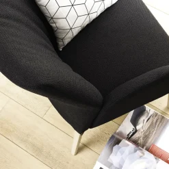 Mobitec Enora ® Fauteuil cocooning en tissu et pieds en bois* Chaise De Salle à Manger|Chaise Salon