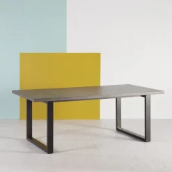 Neoh Eternelle Table industrielle française en béton ciré pieds traîneau* Table De Salle à Manger