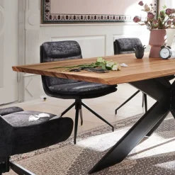 ExtrêmeTable design plateau bois massif avec pieds en métal* Table De Salle à Manger
