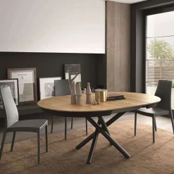 Altacom Fahrenheit Table design extensible ronde en bois avec pied central forme mikado* Table De Salle à Manger