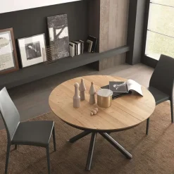 Altacom Fahrenheit Table design extensible ronde en bois avec pied central forme mikado* Table De Salle à Manger