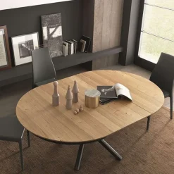 Altacom Fahrenheit Table design extensible ronde en bois avec pied central forme mikado* Table De Salle à Manger