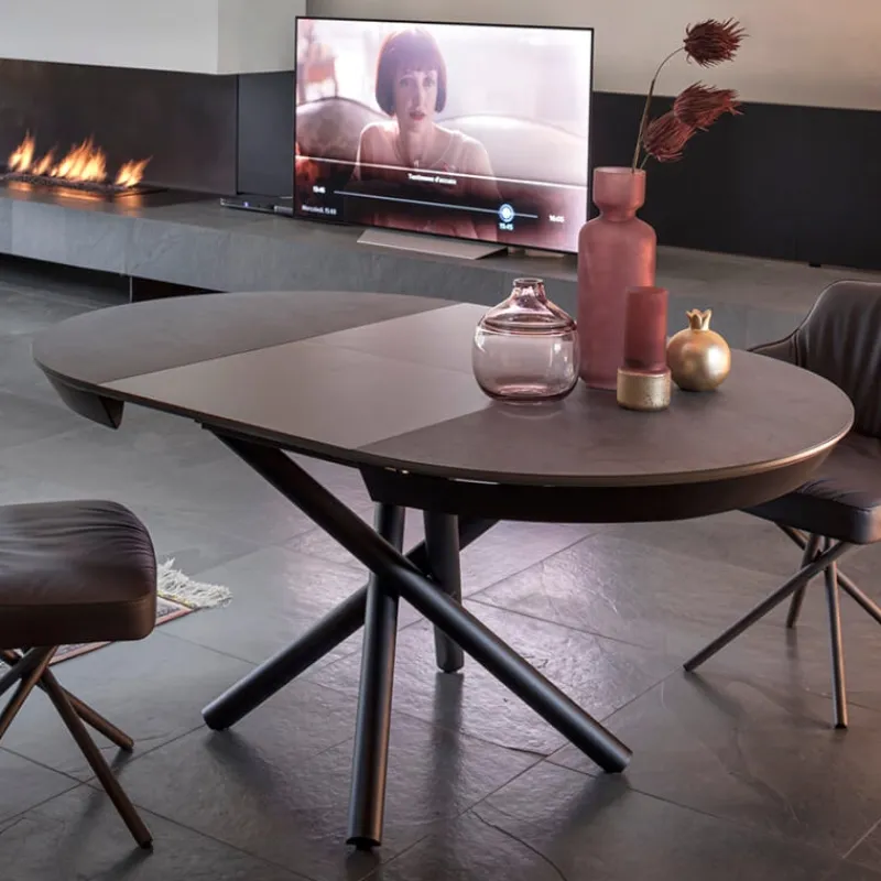 Altacom Fahrenheit Table design italienne ronde extensible en céramique* Table De Salle à Manger