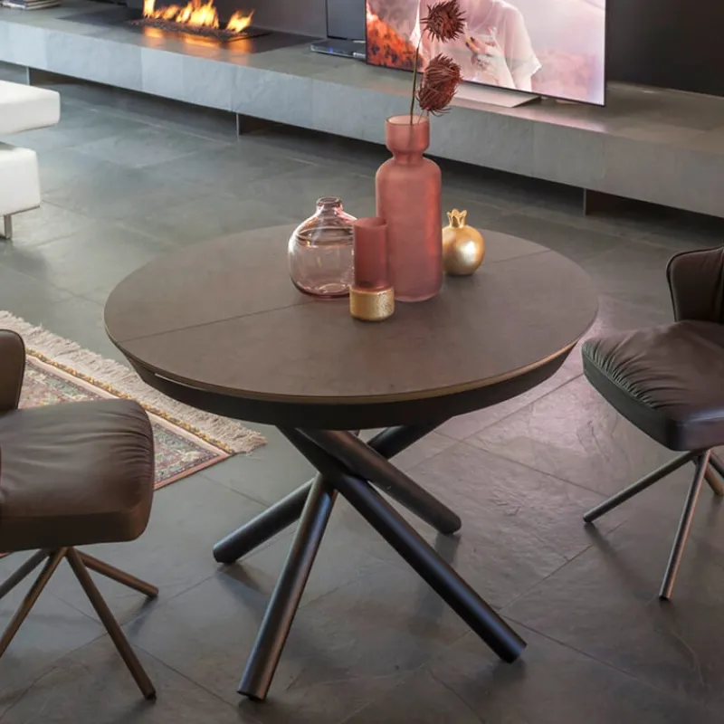 Altacom Fahrenheit Table design italienne ronde extensible en céramique* Table De Salle à Manger