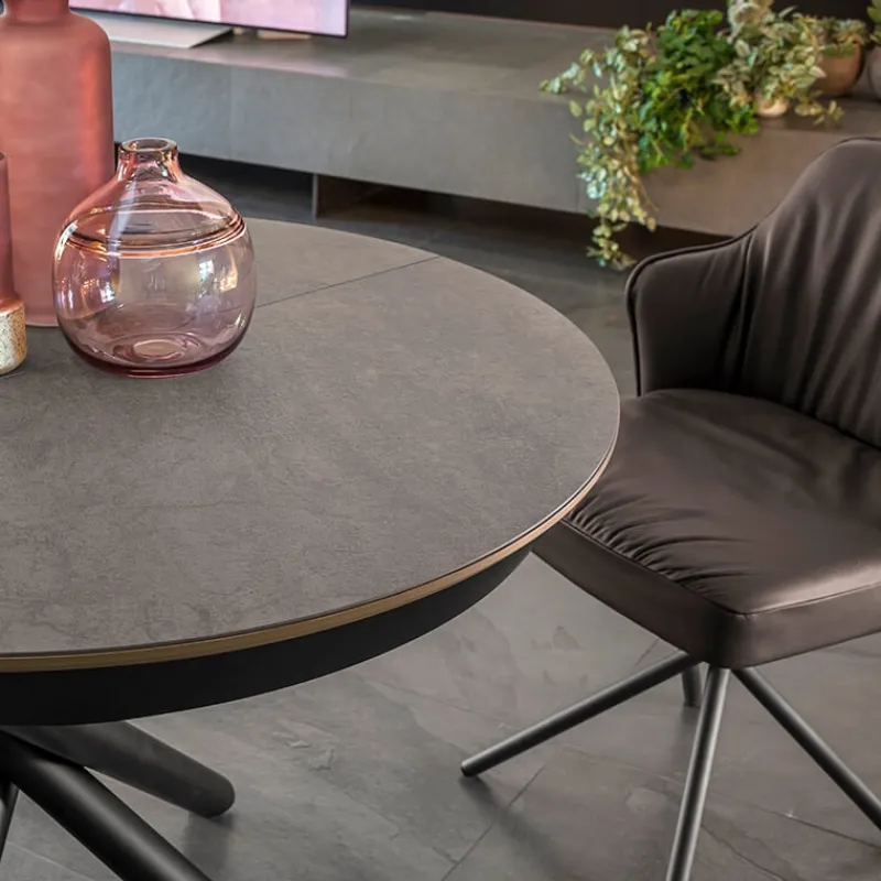 Altacom Fahrenheit Table design italienne ronde extensible en céramique* Table De Salle à Manger