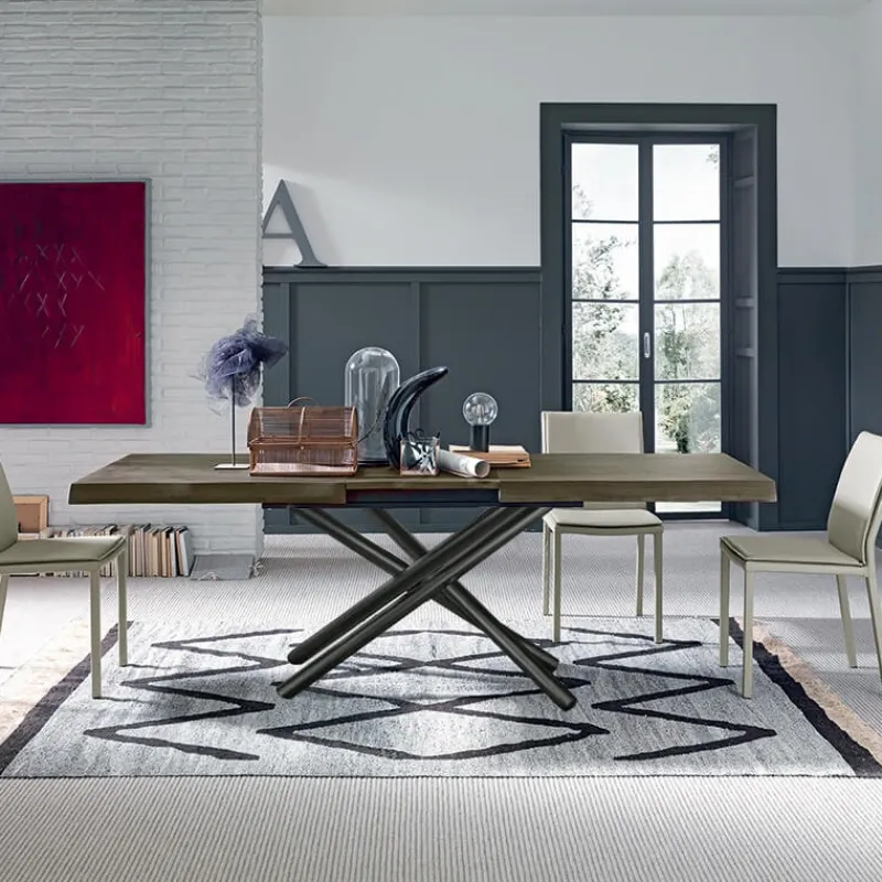 Altacom Fahrenheit Table extensible design italien rectangulaire avec pied mikado* Table De Salle à Manger
