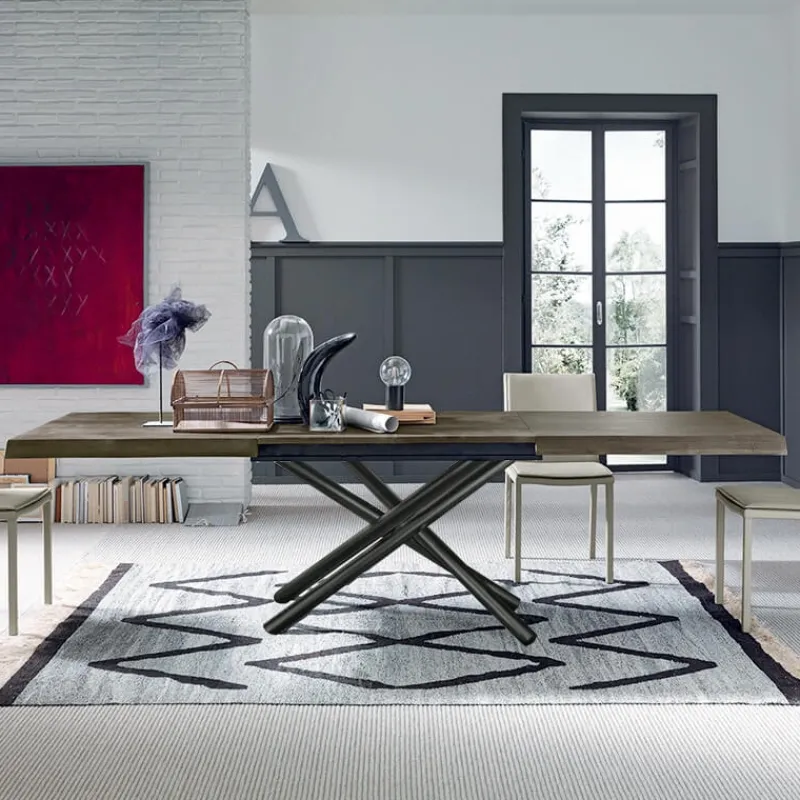 Altacom Fahrenheit Table extensible design italien rectangulaire avec pied mikado* Table De Salle à Manger