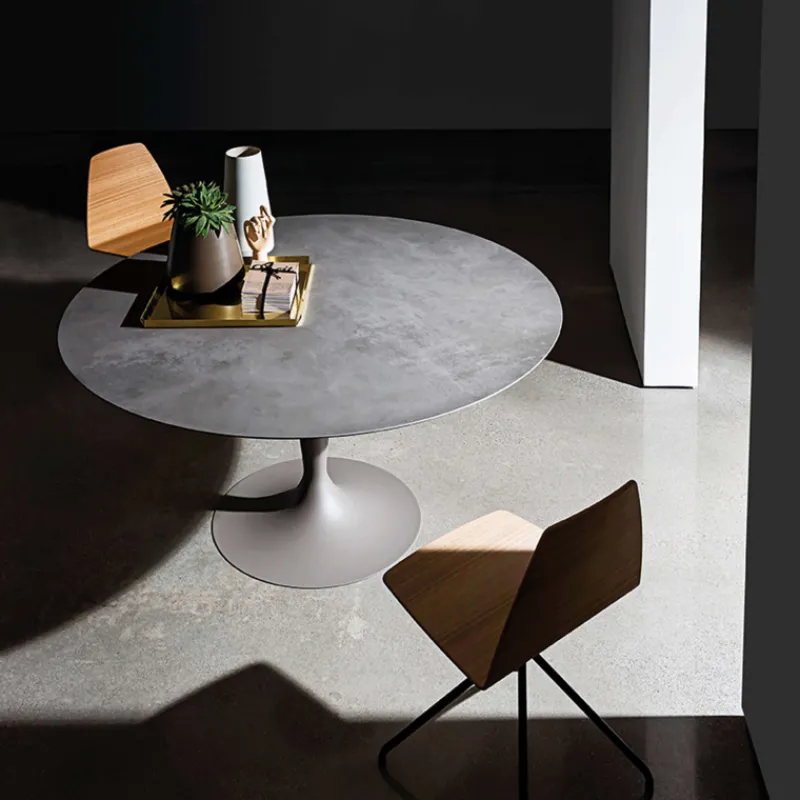 Sovet Italia Flûte Sovet® Table ronde design en céramique avec pied central* Table De Salle à Manger