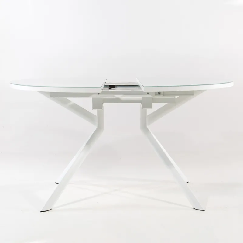 Giove Table ronde extensible en verre blanc* Table De Cuisine
