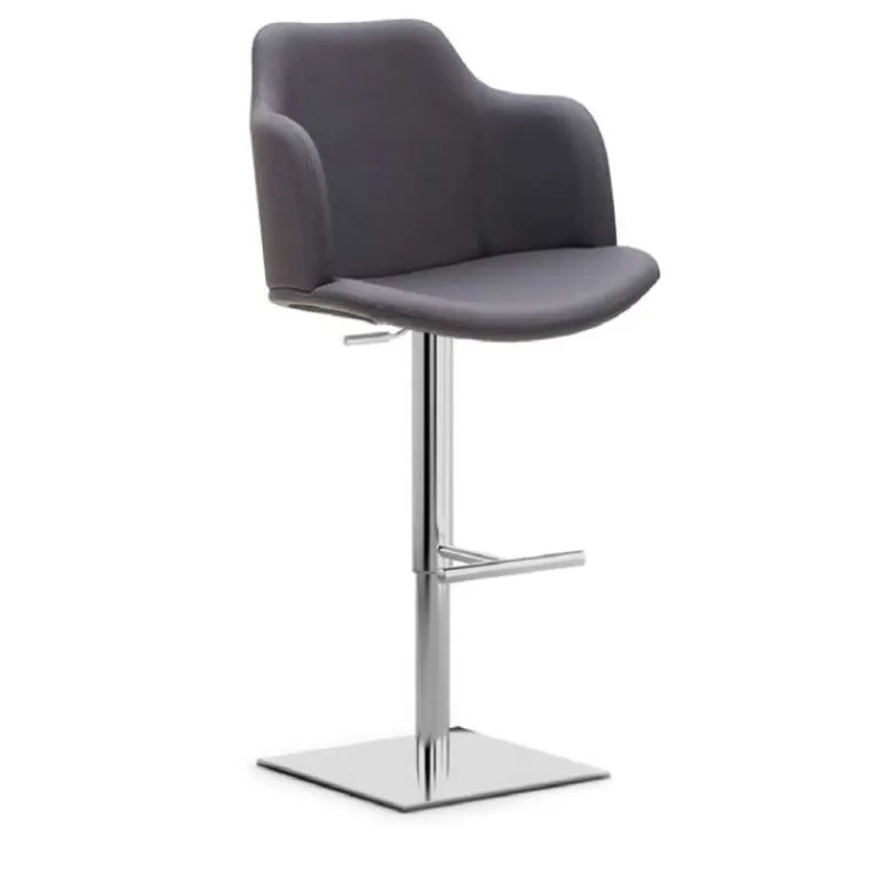 Peressini Glamour P Tabouret pivotant et réglable en hauteur avec accoudoirs et pied chromé* Tabouret Snack (assise +/- 65 Cm)|Tabouret De Bar (assise +/- 80 Cm)