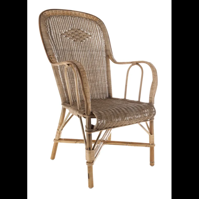 Kok Grand père MarcelFauteuil dossier haut en rotin vintage* Fauteuil De Salon