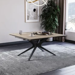 Lievens HectorTable carrée extensible en céramique design avec pieds en métal* Table De Salle à Manger