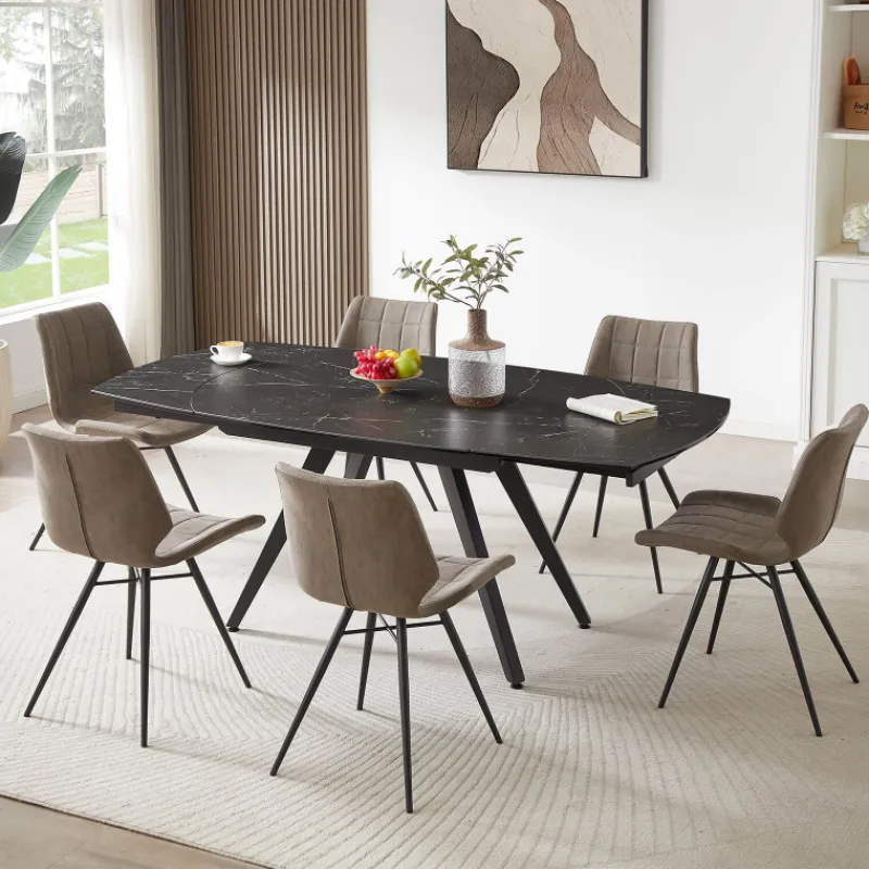 IberisChaise design rembourrée inspiration vintage avec pieds en métal noir* Chaise De Cuisine|Chaise De Salle à Manger