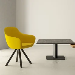 Cancio Ibero mini Table basse carrée en céramique avec pied central* Table De Salon