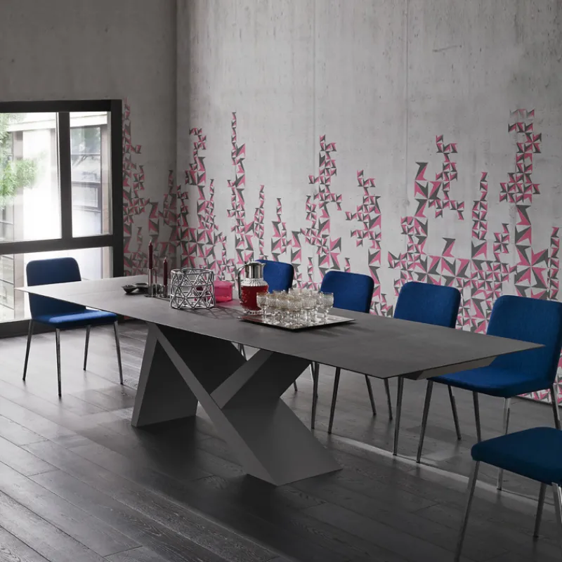 Tomasella Ikarus Table design extensible en céramique et bois laqué* Table De Salle à Manger