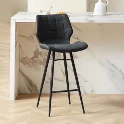 ImpiaTabouret design coque matelassée patinée et pieds en métal noir* Tabouret Snack (assise +/- 65 Cm)|Tabouret De Bar (assise +/- 80 Cm)