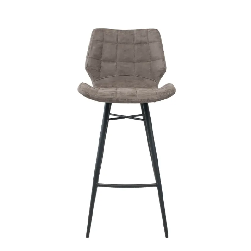 ImpiaTabouret design coque matelassée patinée et pieds en métal noir* Tabouret Snack (assise +/- 65 Cm)|Tabouret De Bar (assise +/- 80 Cm)