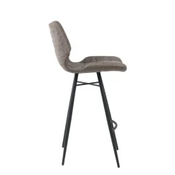 ImpiaTabouret design coque matelassée patinée et pieds en métal noir* Tabouret Snack (assise +/- 65 Cm)|Tabouret De Bar (assise +/- 80 Cm)