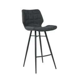 ImpiaTabouret design coque matelassée patinée et pieds en métal noir* Tabouret Snack (assise +/- 65 Cm)|Tabouret De Bar (assise +/- 80 Cm)