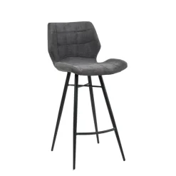 ImpiaTabouret design coque matelassée en tissu et pieds en métal noir* Tabouret Snack (assise +/- 65 Cm)|Tabouret De Bar (assise +/- 80 Cm)