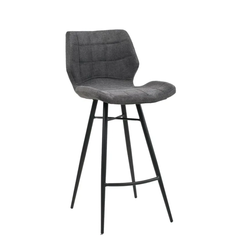 ImpiaTabouret design coque matelassée en tissu et pieds en métal noir* Tabouret Snack (assise +/- 65 Cm)|Tabouret De Bar (assise +/- 80 Cm)