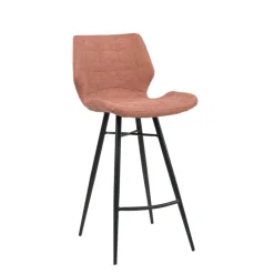 ImpiaTabouret design coque matelassée en tissu et pieds en métal noir* Tabouret Snack (assise +/- 65 Cm)|Tabouret De Bar (assise +/- 80 Cm)