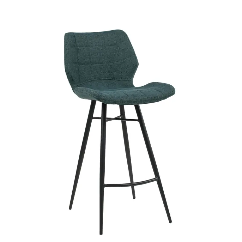 ImpiaTabouret design coque matelassée en tissu et pieds en métal noir* Tabouret Snack (assise +/- 65 Cm)|Tabouret De Bar (assise +/- 80 Cm)