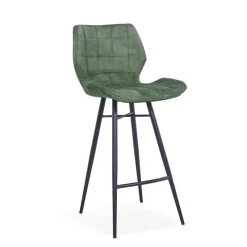 ImpiaTabouret design coque matelassée en velours et pieds en métal noir* Tabouret Snack (assise +/- 65 Cm)|Tabouret De Bar (assise +/- 80 Cm)