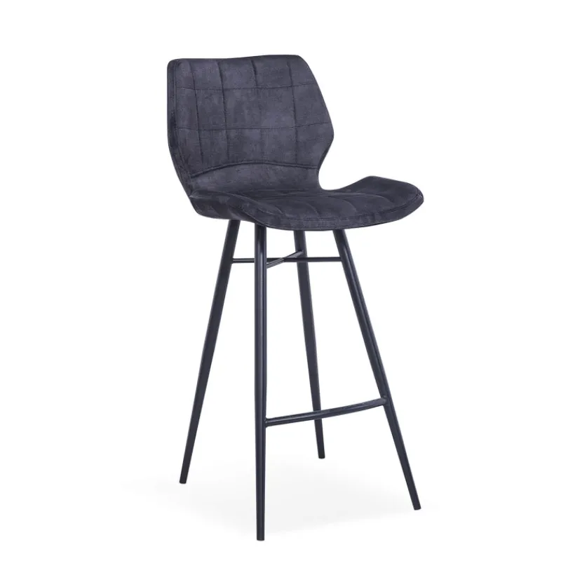 ImpiaTabouret design coque matelassée en velours et pieds en métal noir* Tabouret Snack (assise +/- 65 Cm)|Tabouret De Bar (assise +/- 80 Cm)