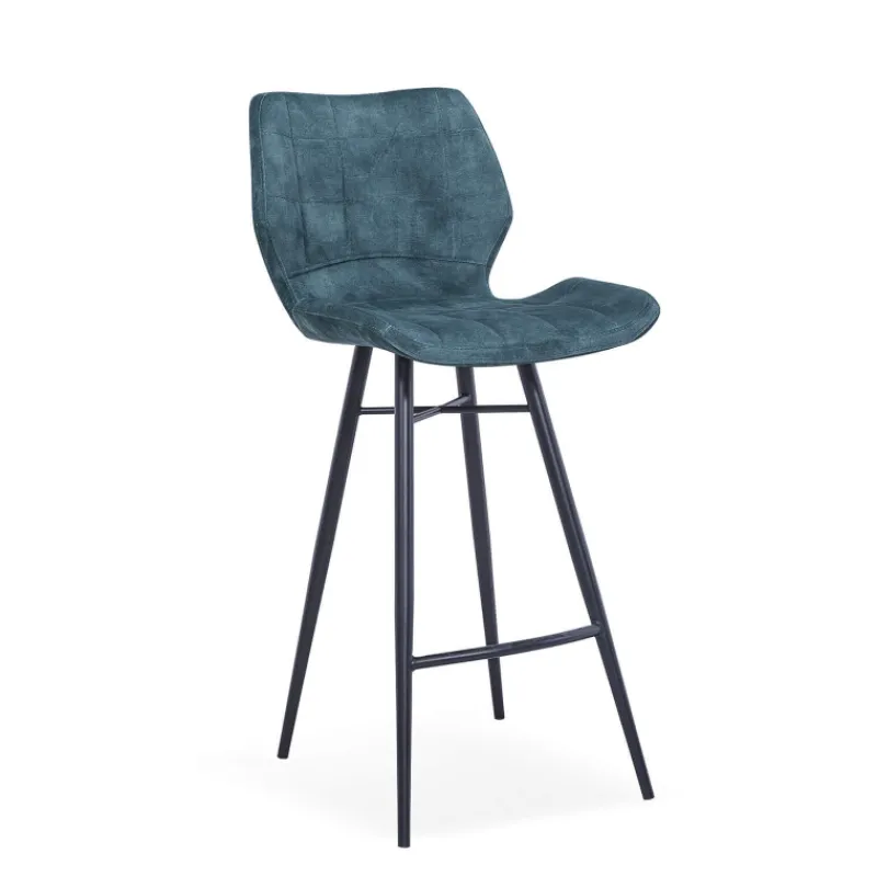 ImpiaTabouret design coque matelassée en velours et pieds en métal noir* Tabouret Snack (assise +/- 65 Cm)|Tabouret De Bar (assise +/- 80 Cm)