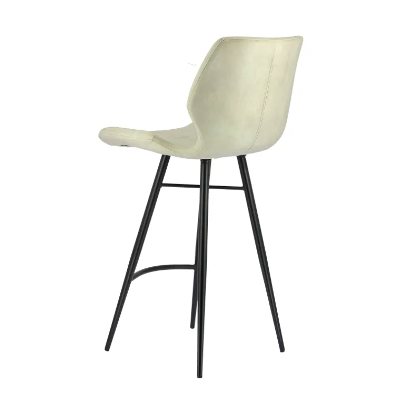 ImpiaTabouret design coque matelassée en velours et pieds en métal noir* Tabouret Snack (assise +/- 65 Cm)|Tabouret De Bar (assise +/- 80 Cm)