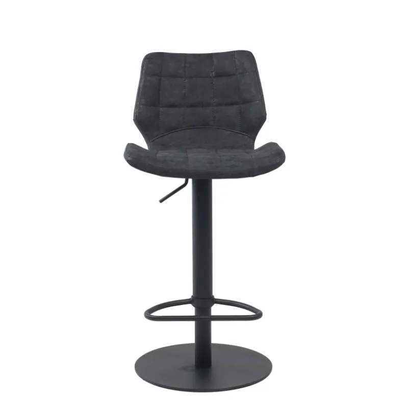 IndicaTabouret tournant et réglable coque matelassée en simili avec pied en métal noir* Tabouret Réglable En Hauteur|Tabouret Snack (assise +/- 65 Cm)