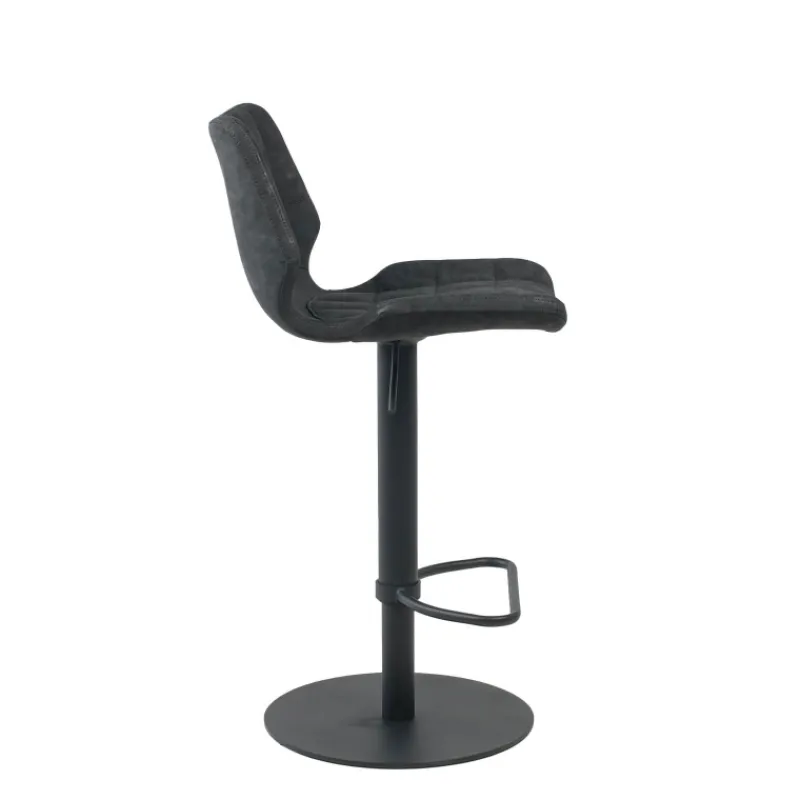 IndicaTabouret tournant et réglable coque matelassée en simili avec pied en métal noir* Tabouret Réglable En Hauteur|Tabouret Snack (assise +/- 65 Cm)
