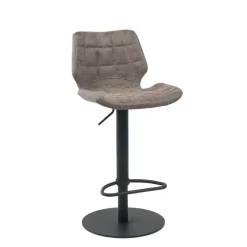 IndicaTabouret tournant et réglable coque matelassée en simili avec pied en métal noir* Tabouret Réglable En Hauteur|Tabouret Snack (assise +/- 65 Cm)