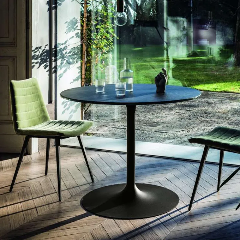 Midj Infinity ® Table pied central design en céramique et métal* Table De Salle à Manger