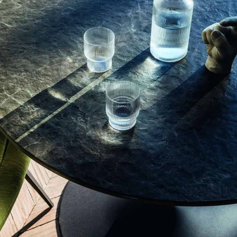 Midj Infinity ® Table pied central design en céramique et métal* Table De Salle à Manger