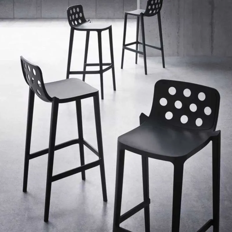 Isidoro Tabouret de bar d'extérieur moderne empilable avec dossier ronds ajourés* Tabouret De Bar (assise +/- 80 Cm)