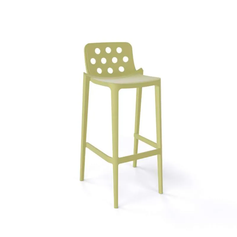 Isidoro Tabouret de bar d'extérieur moderne empilable avec dossier ronds ajourés* Tabouret De Bar (assise +/- 80 Cm)
