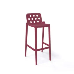 Isidoro Tabouret de bar d'extérieur moderne empilable avec dossier ronds ajourés* Tabouret De Bar (assise +/- 80 Cm)