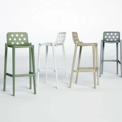 Isidoro Tabouret de bar moderne empilable avec dossier ronds ajourés* Tabouret De Bar (assise +/- 80 Cm)